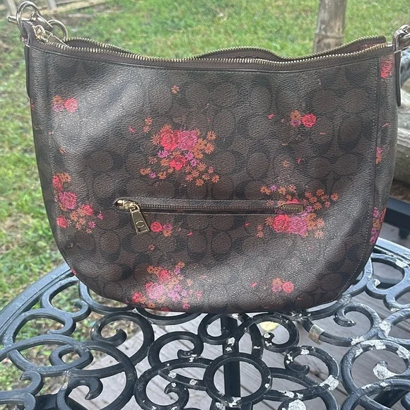 Coach Brown Shoulder Bag with Pink Floral Design - Picture 2 of 6